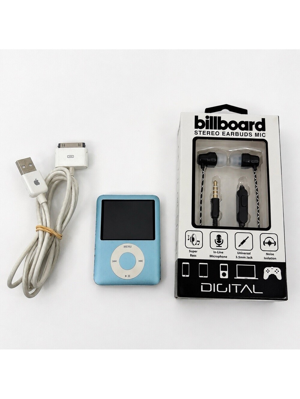 Apple A1236 iPod Nano 3rd Gen 8GB Blue w/ Charging Cable Tested Weak Battery